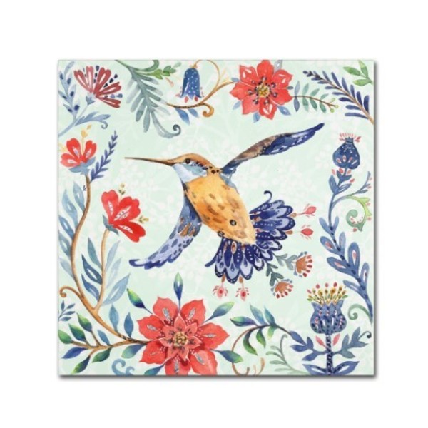 Trademark Fine Art Irina Trzaskos Studio 'Birds and Flowers I' Canvas Art, 14x14 ALI13026-C1414GG